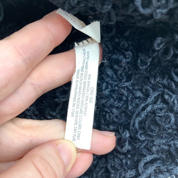 Charter Club Black Curly Yarn Beanie Hat - Picture 6 of 7